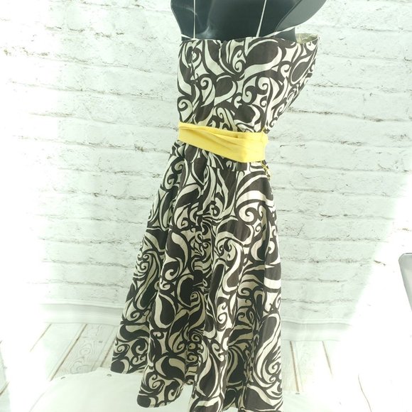 Tabitha Womens Cream Brown Paisley Print Strapless Back Zip Summer Dress… - Picture 6 of 15